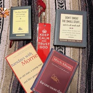Inspirational Book Collection with Red Bookmark